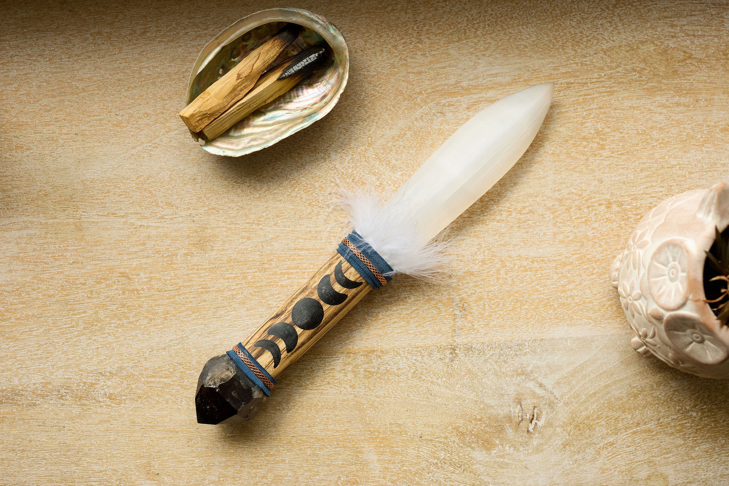 SELENITE ATHAME - SELENITE SWORD - MOON