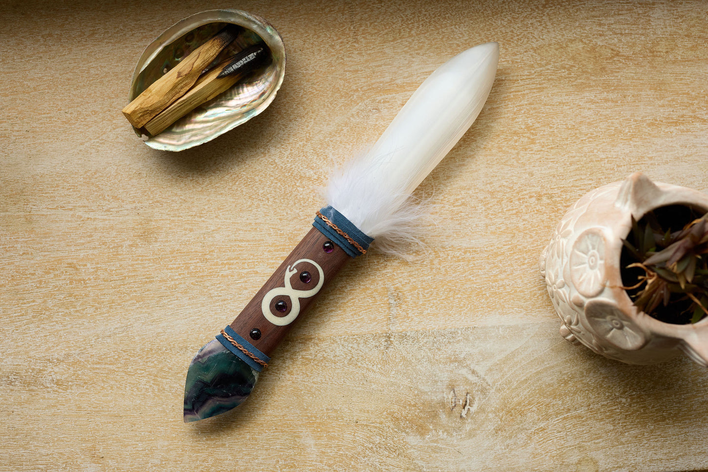SELENITE ATHAME - SELENITE SWORD - OUROBOROS