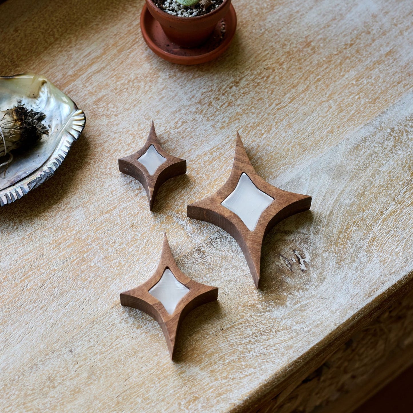 Stars with Selenite - Set of 3