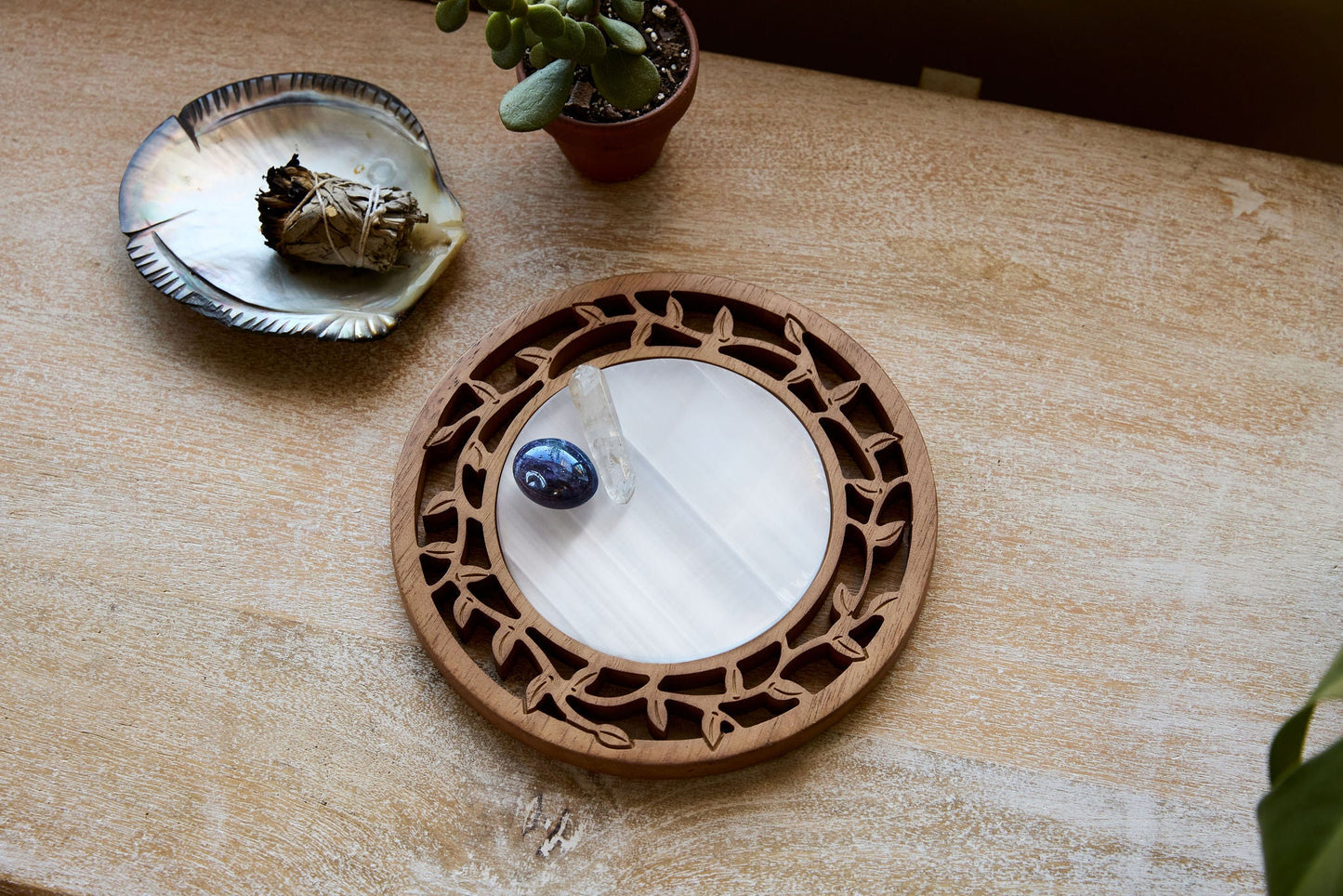 TREE SELENITE CLEANSING PLATE